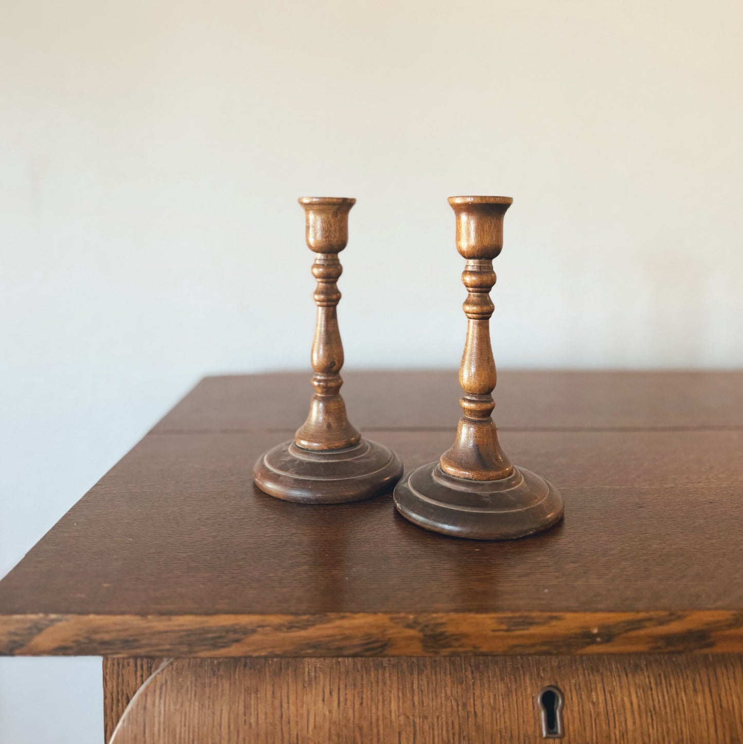 Pair of Wooden Candleholders