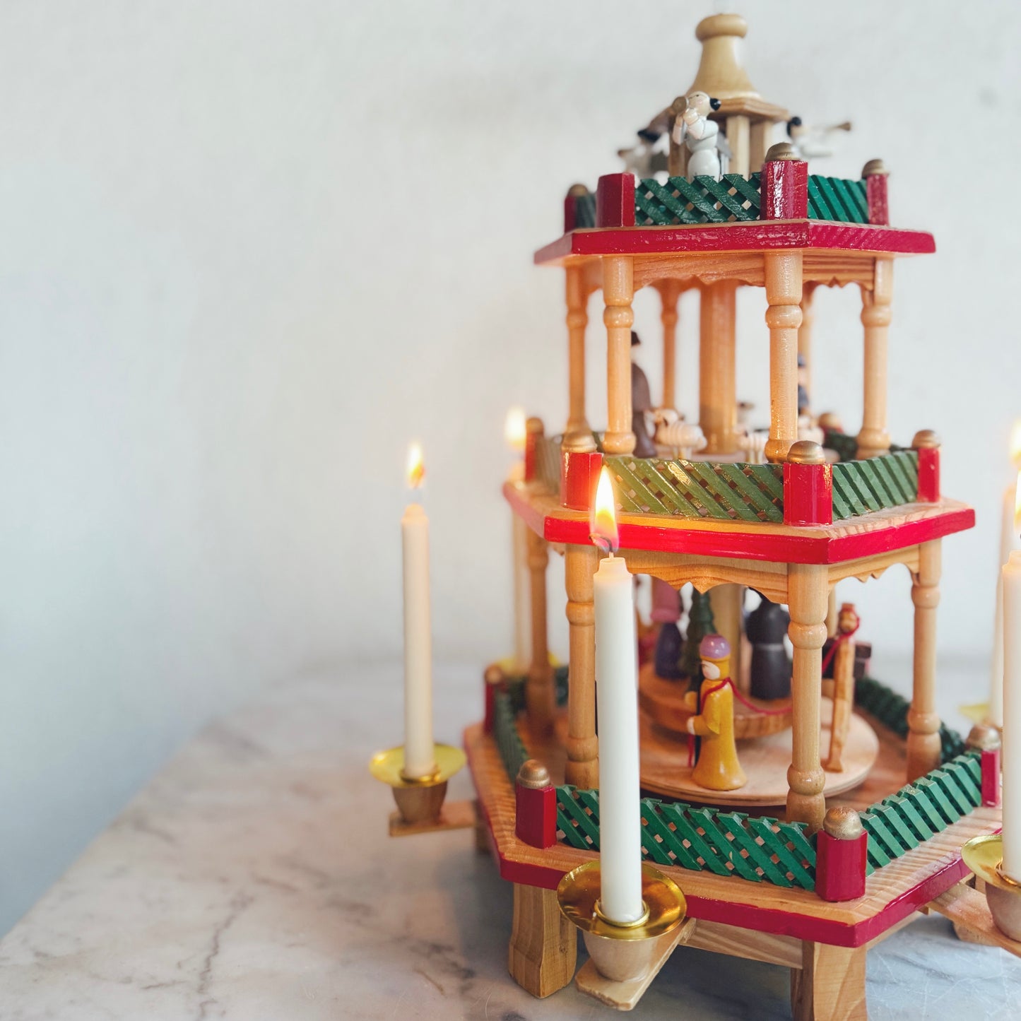 Vintage Wooden Nativity Pyramid