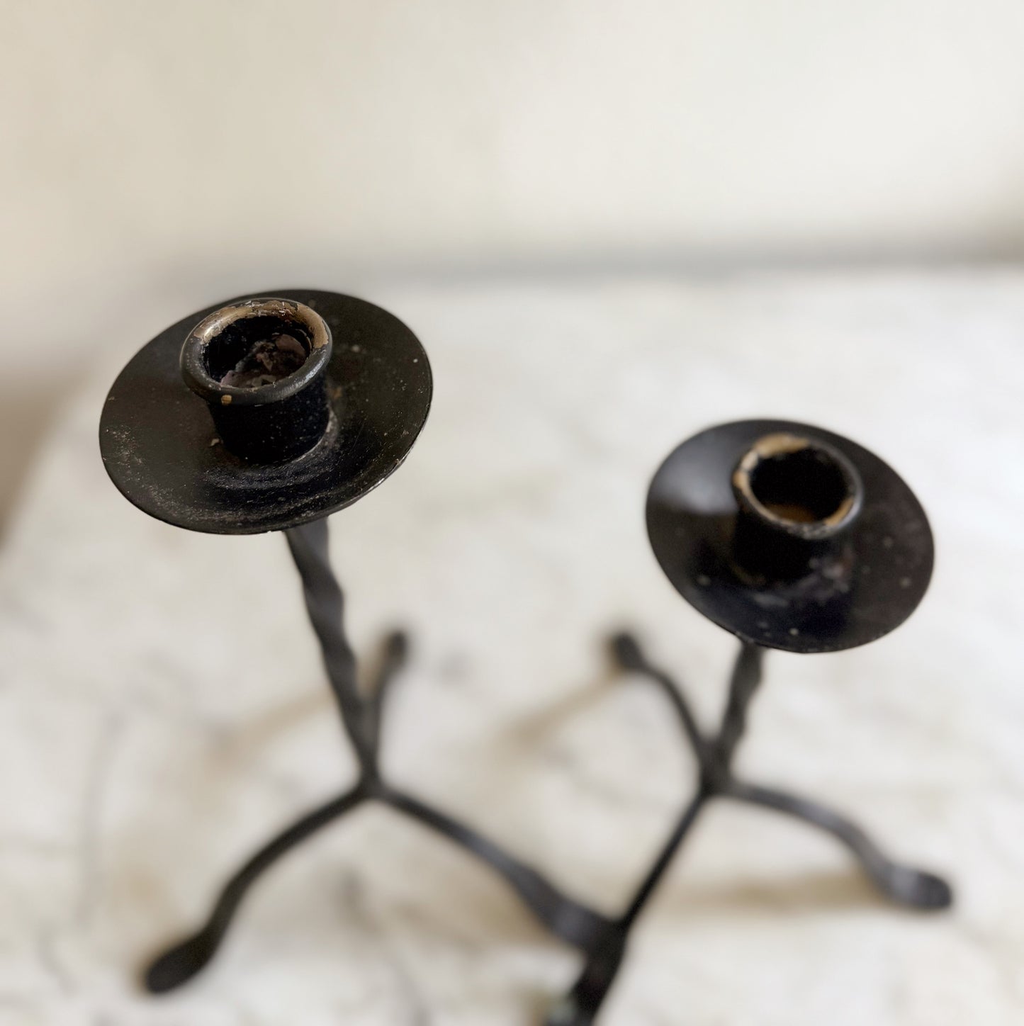 Pair of Twisted Iron Candleholders
