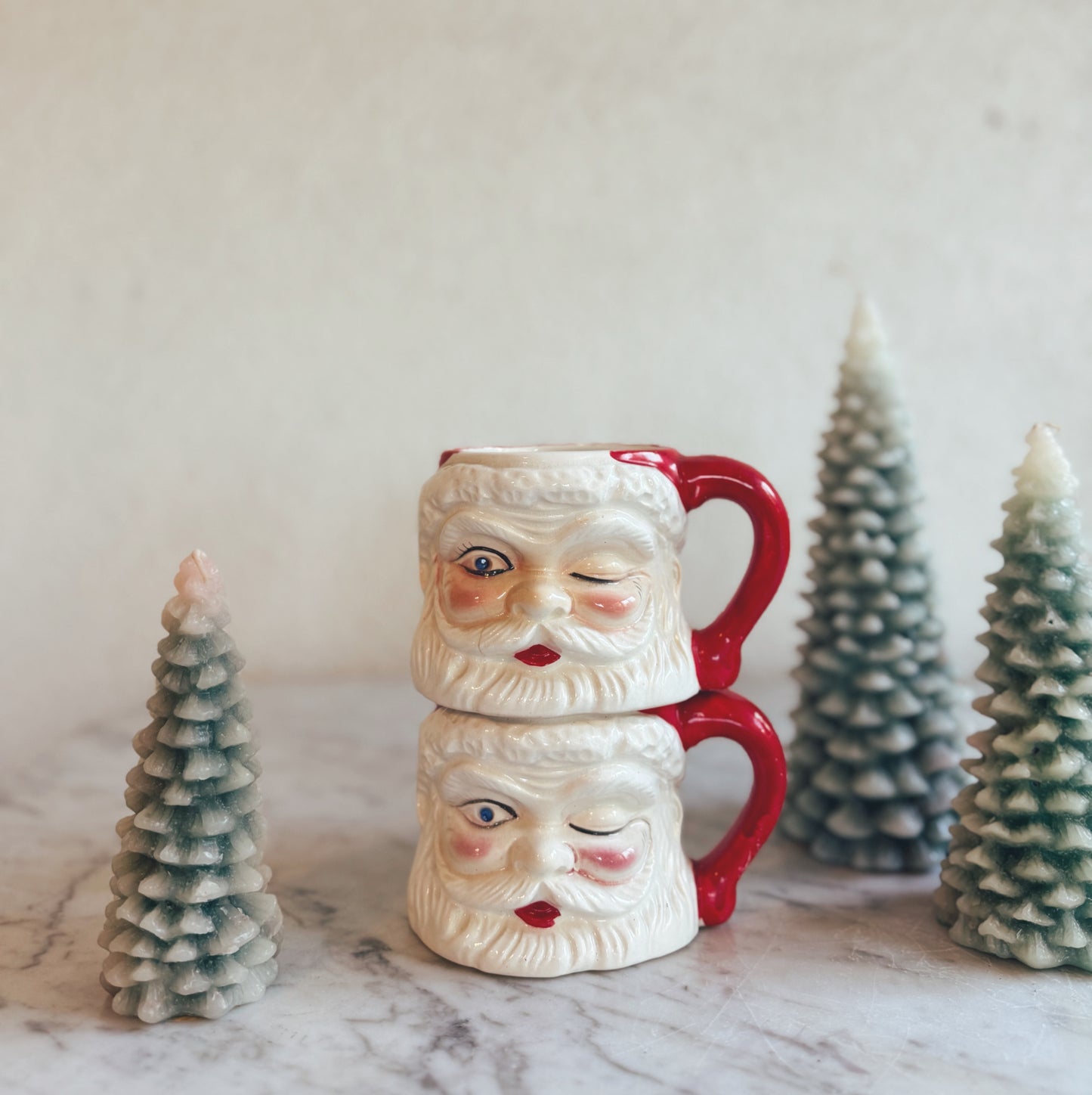 Pair of Vintage Santa Mugs