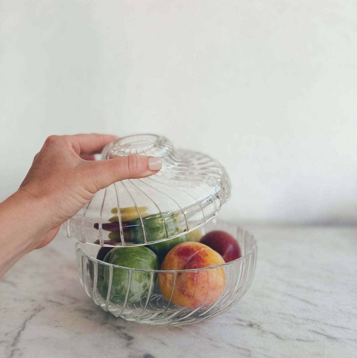 French Glass Bowl and Lid (each sold separately)