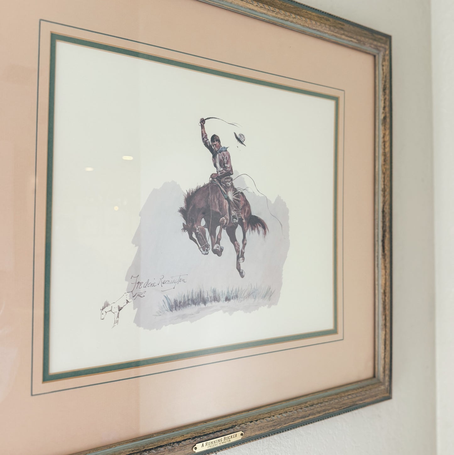 Vintage Framed Remington Cowboy Print