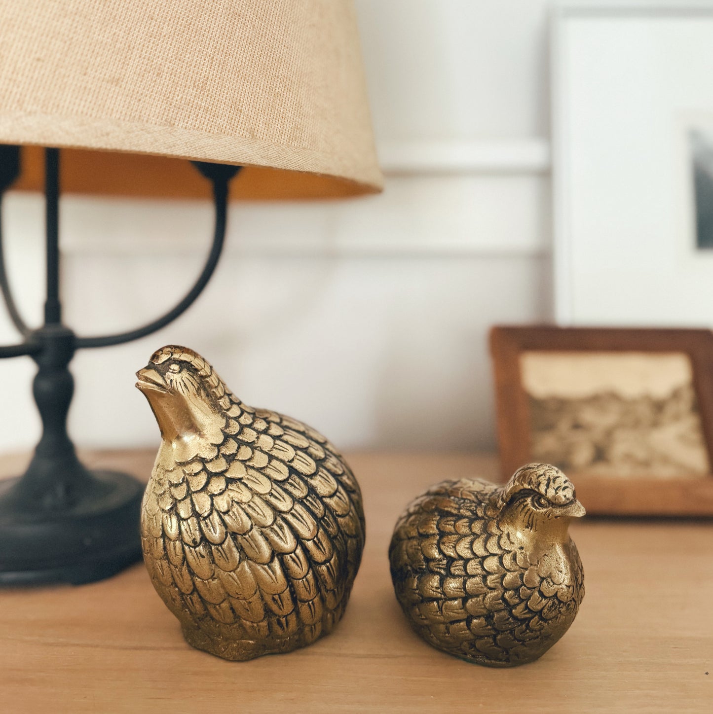 Pair of Brass Quail