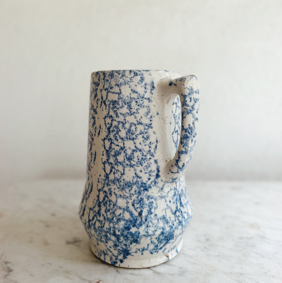 Blue and White Spongeware Pitcher