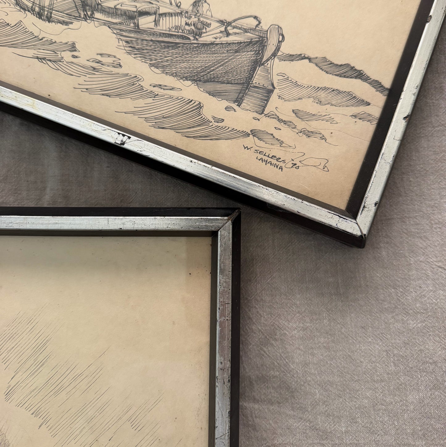 Pair of Rustic Ship Art (sold together)