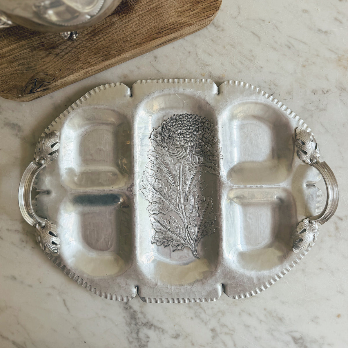 Hand-Wrought Hammered Aluminum Tray