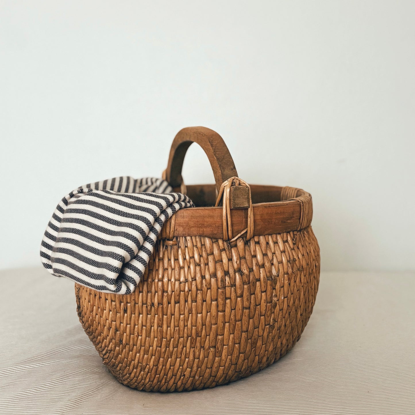 Beautiful Basket With Light Wooden Handle (Local Purchase Only)