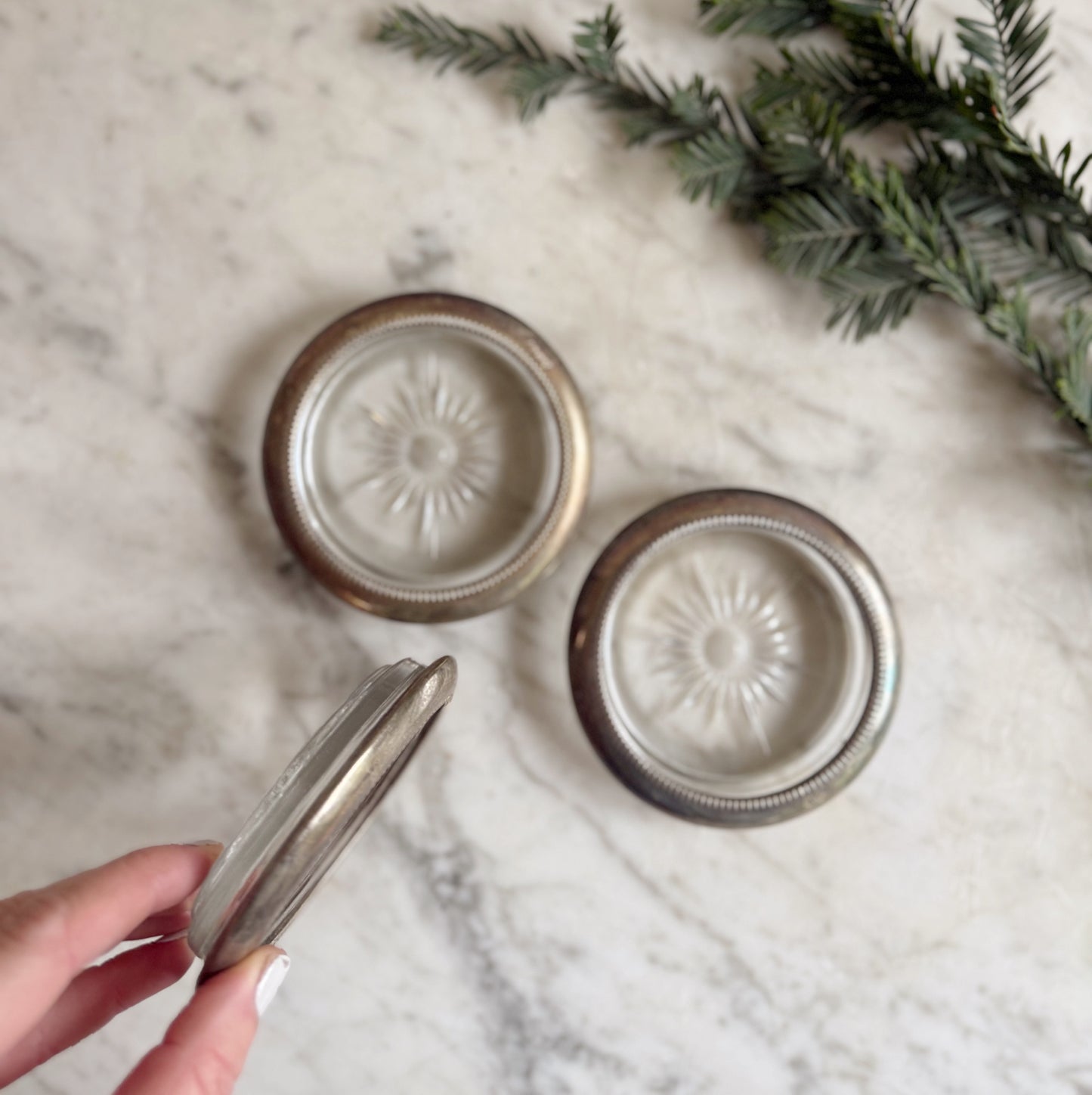 Sterling Silver and Crystal Coaster or Ring Catch