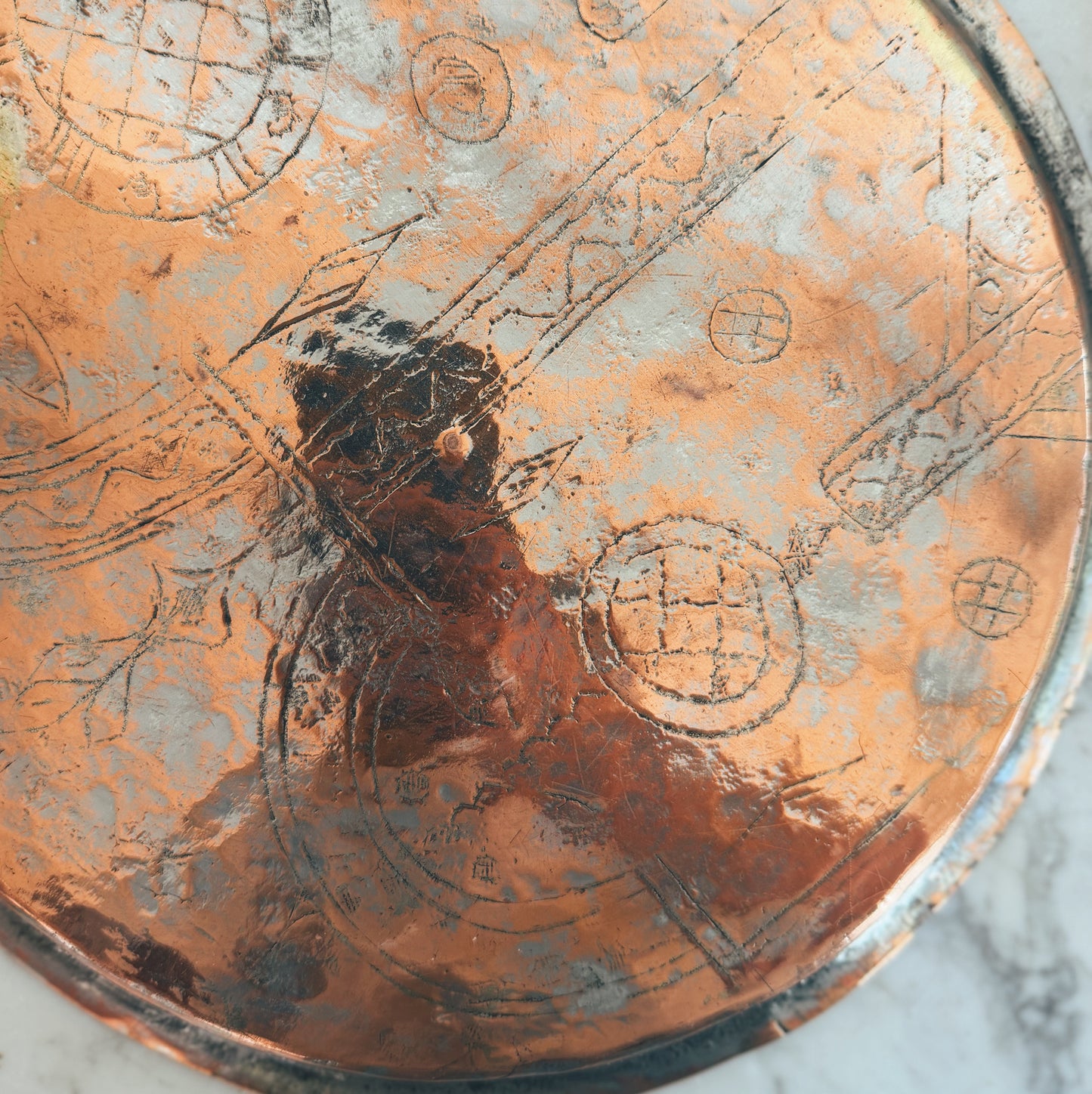 Old Copper Platter With Patina