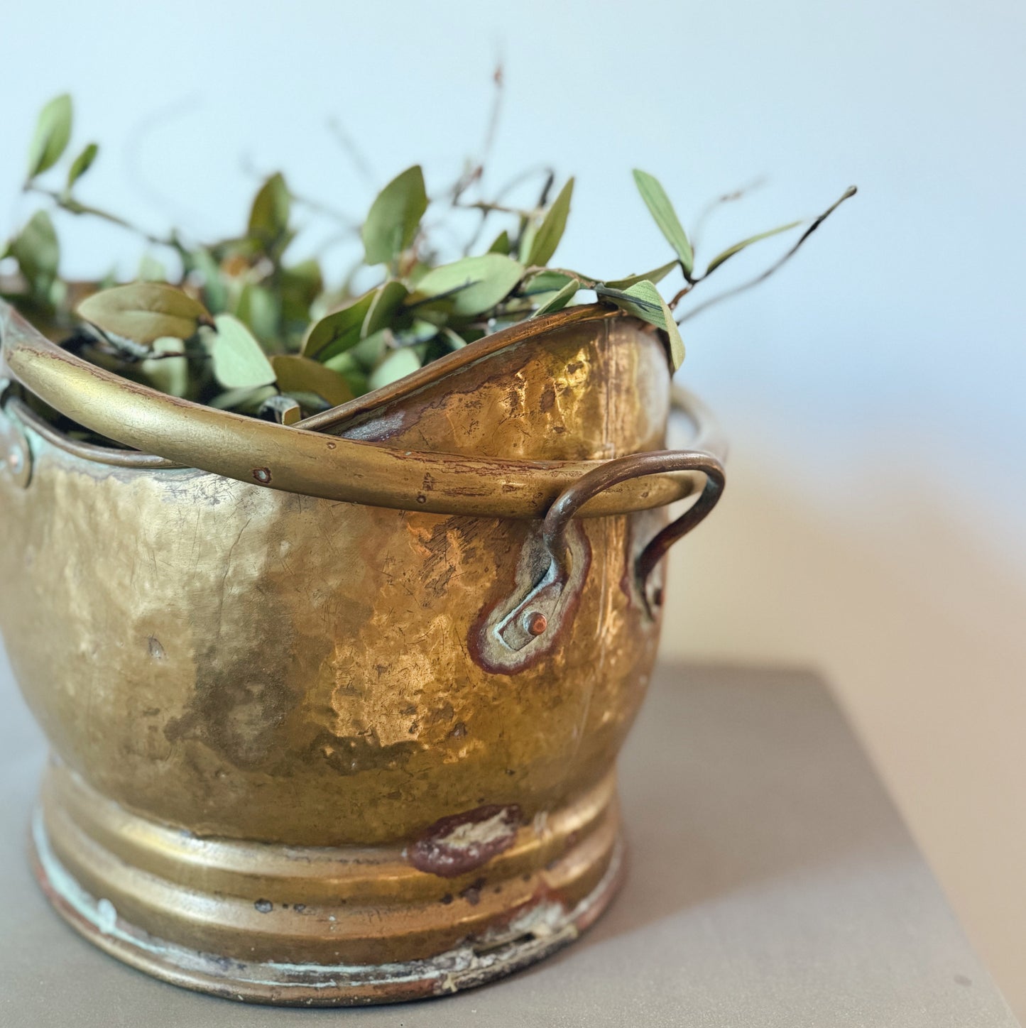 Antique Brass Hammered Brass Coal Scuttle