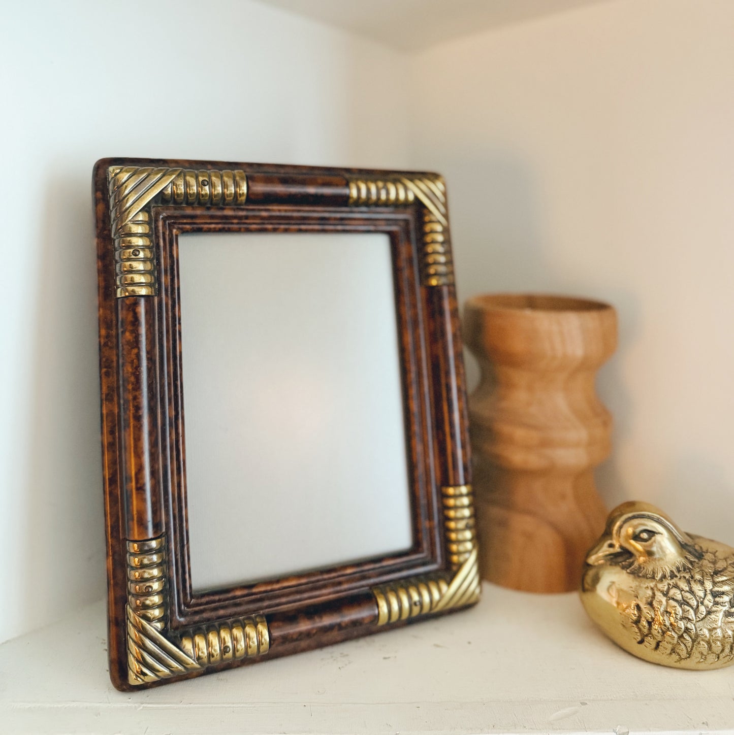 Vintage Tortoise and Brass Detailed Frame
