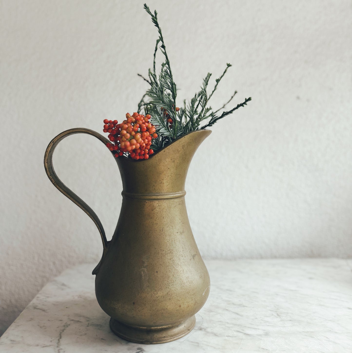 Very Heavy Vintage Brass Pitcher