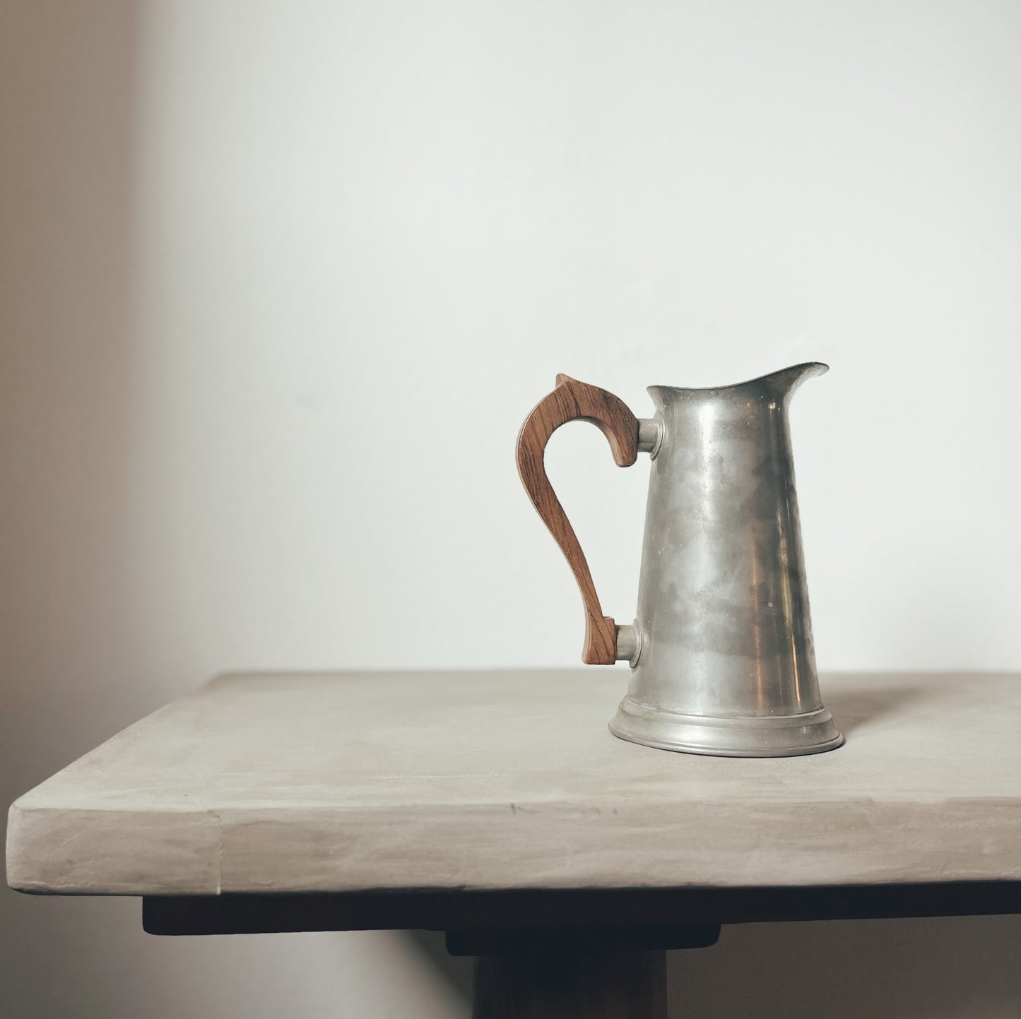 Pewter Pitcher With Wooden Handle