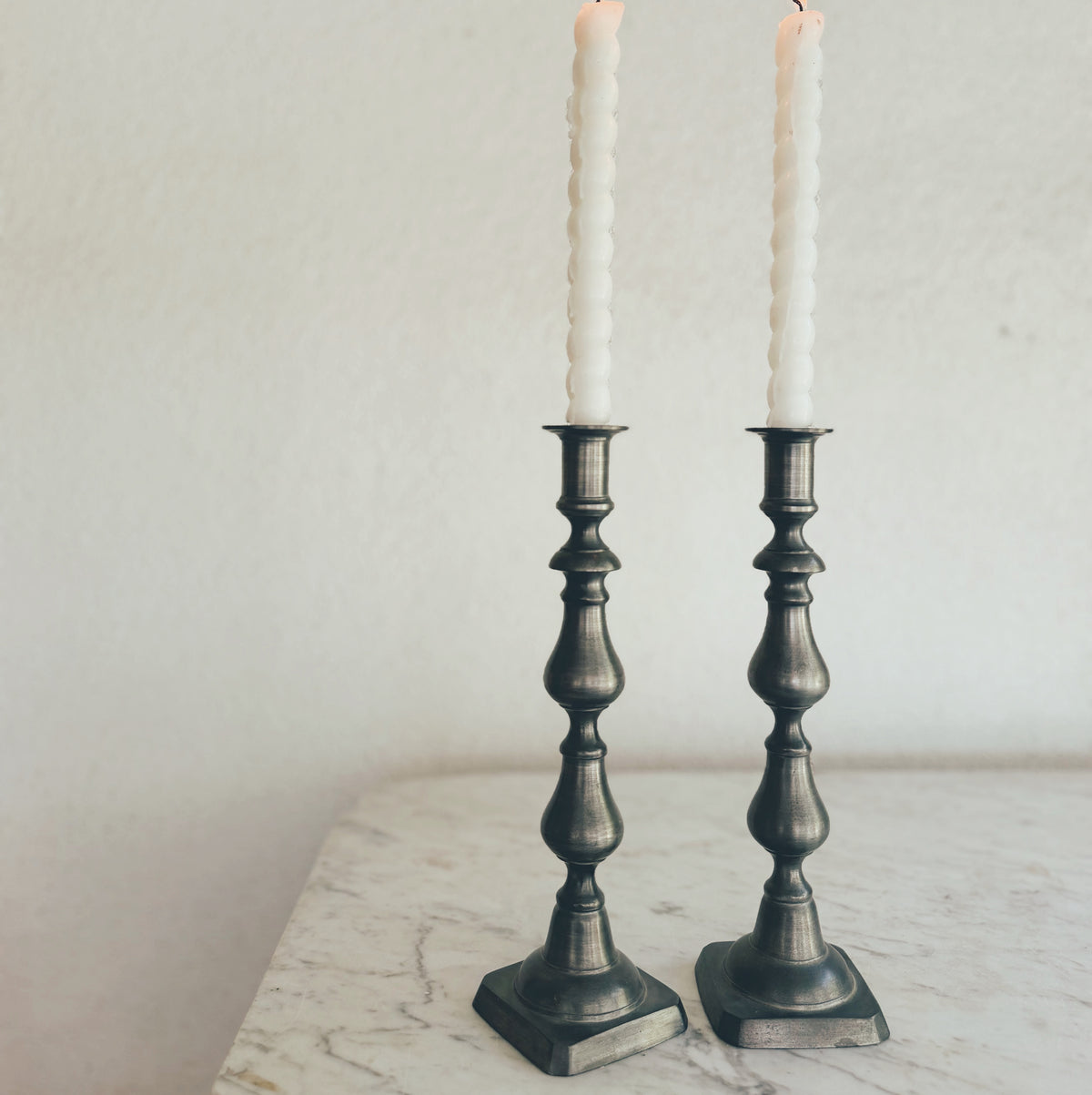 Pair of Tall Pewter Candlestick Holders Made in the USA(2 included)