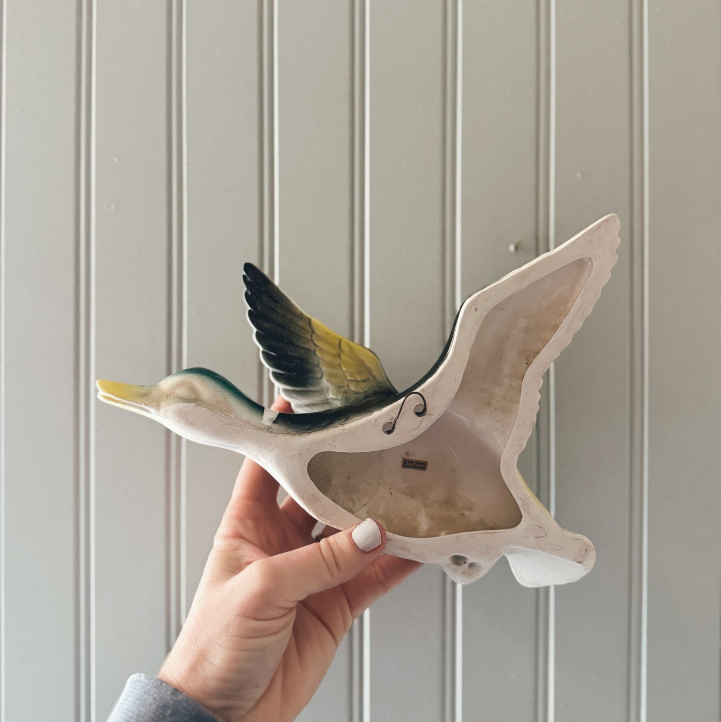 Pair of Vintage Ceramic Wall Flying Mallard Ducks