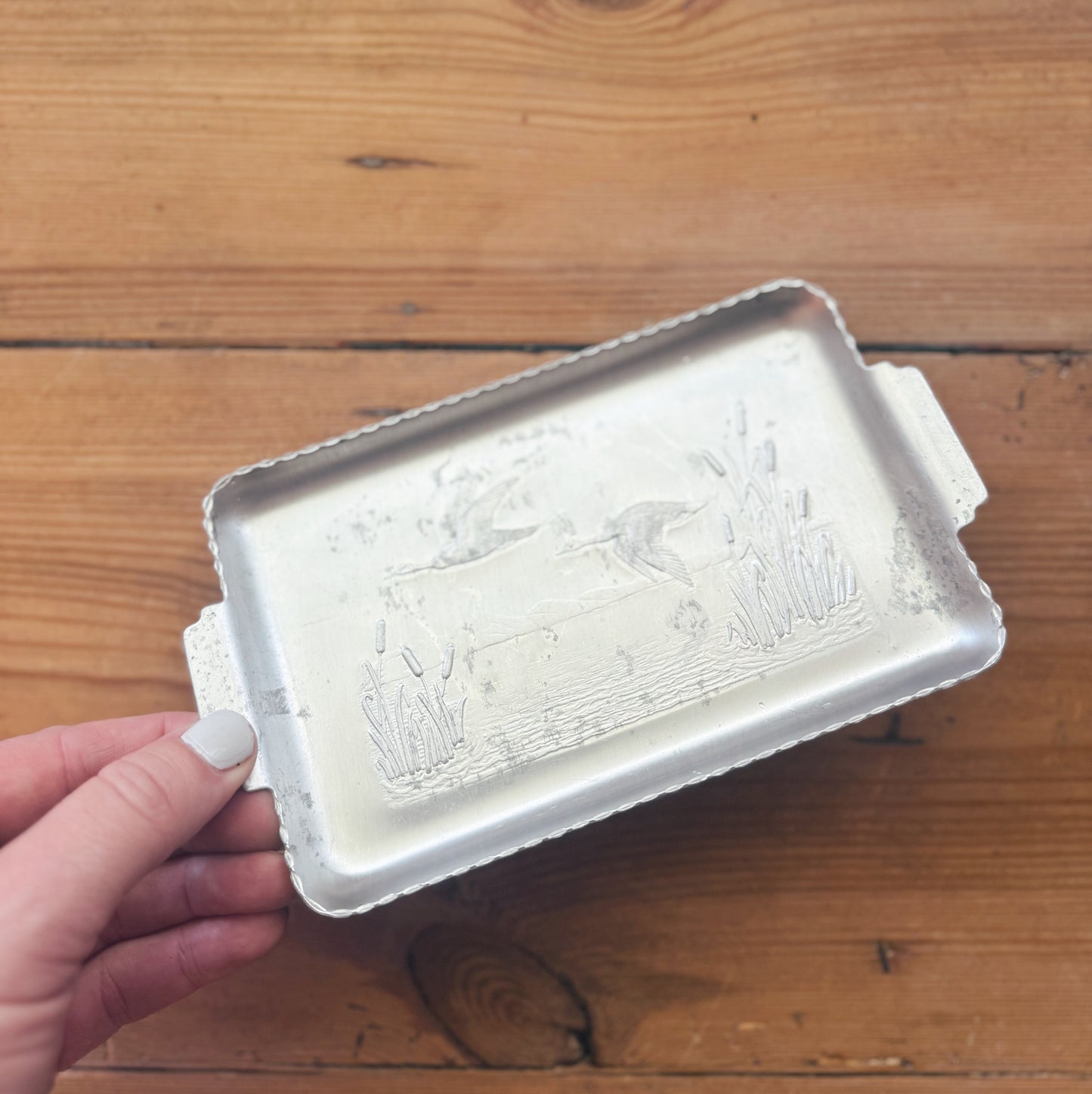 Vintage Aluminum Geese Tray