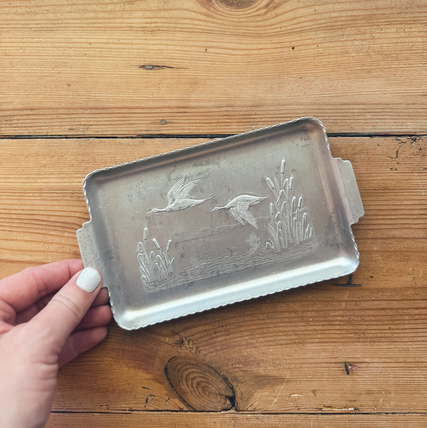 Vintage Aluminum Geese Tray