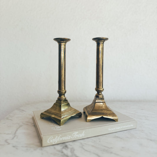 Pair of Heavy and Tall Brass Candleholers