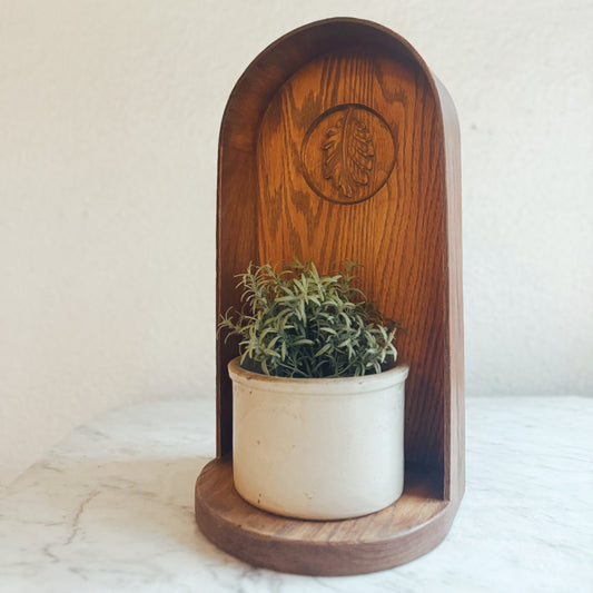 Antique Oak Wooden Wall Sconce