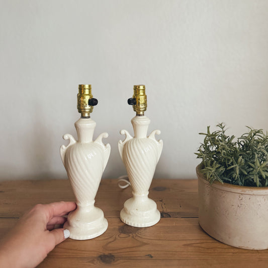 Pair of Small White Porcelain Lamps