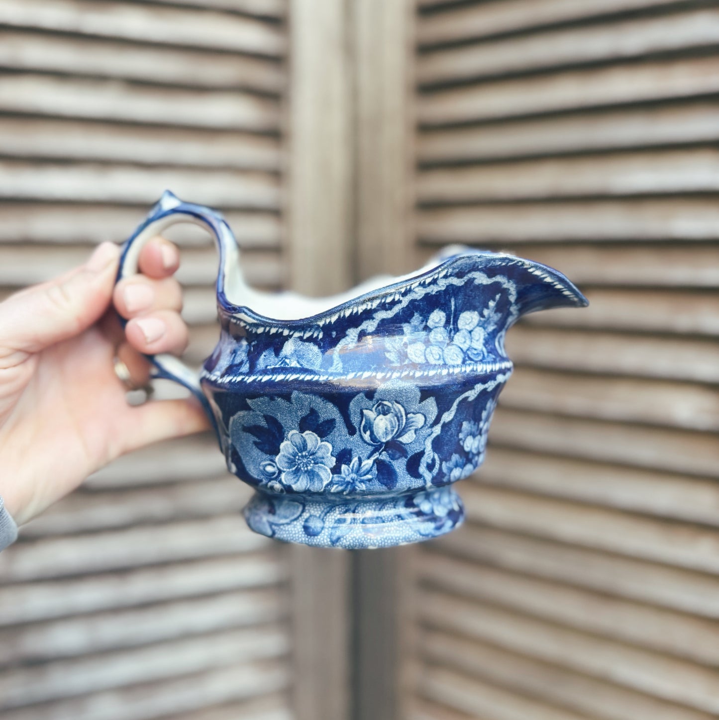 English Blue and White Sauce Boat