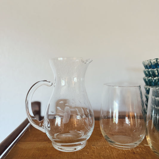 Small Glass Etched Pitcher