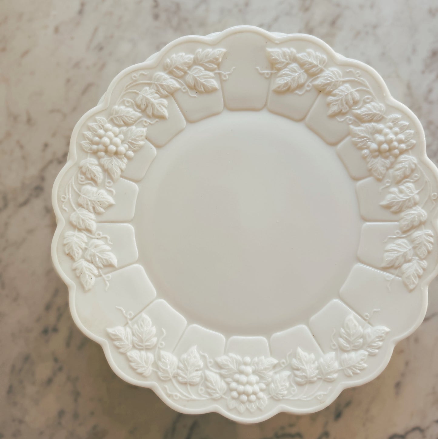 Set of 7 Dinner Size Plates, Westmoreland White Milk Glass (Local Purchase Only)