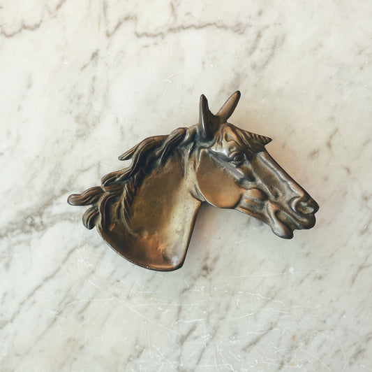 Small Vintage Brass Horse Dish