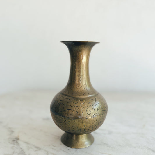 Hand Etched Brass Vase