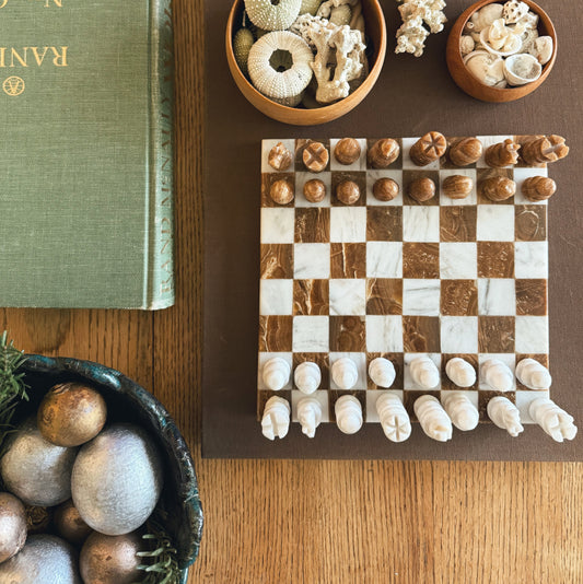 Complete Small Marble Chess Set