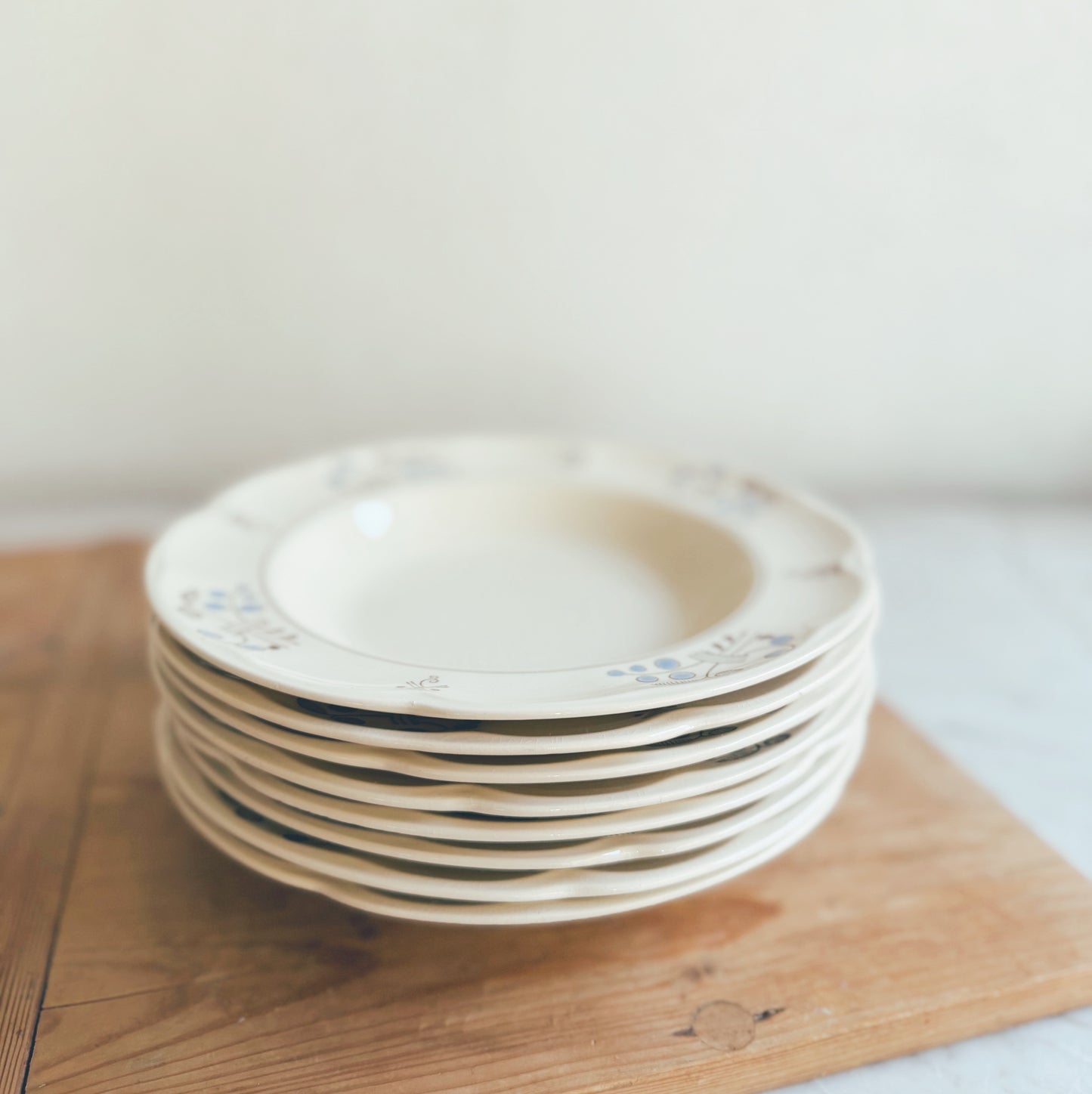 Set of 8 Swedish Ceramic Deep Dish Plates (salad plate size, priced as a set)