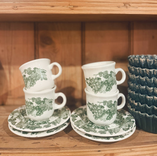 Set of Four Cups and Saucers