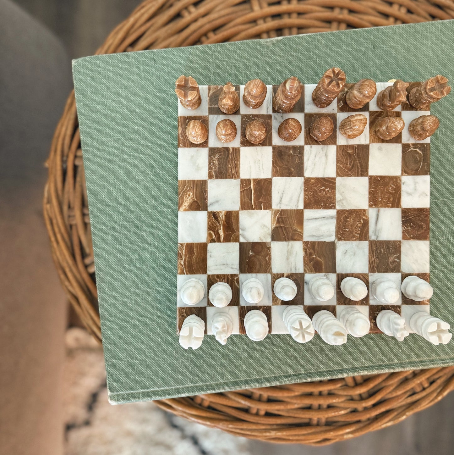 Complete Small Marble Chess Set