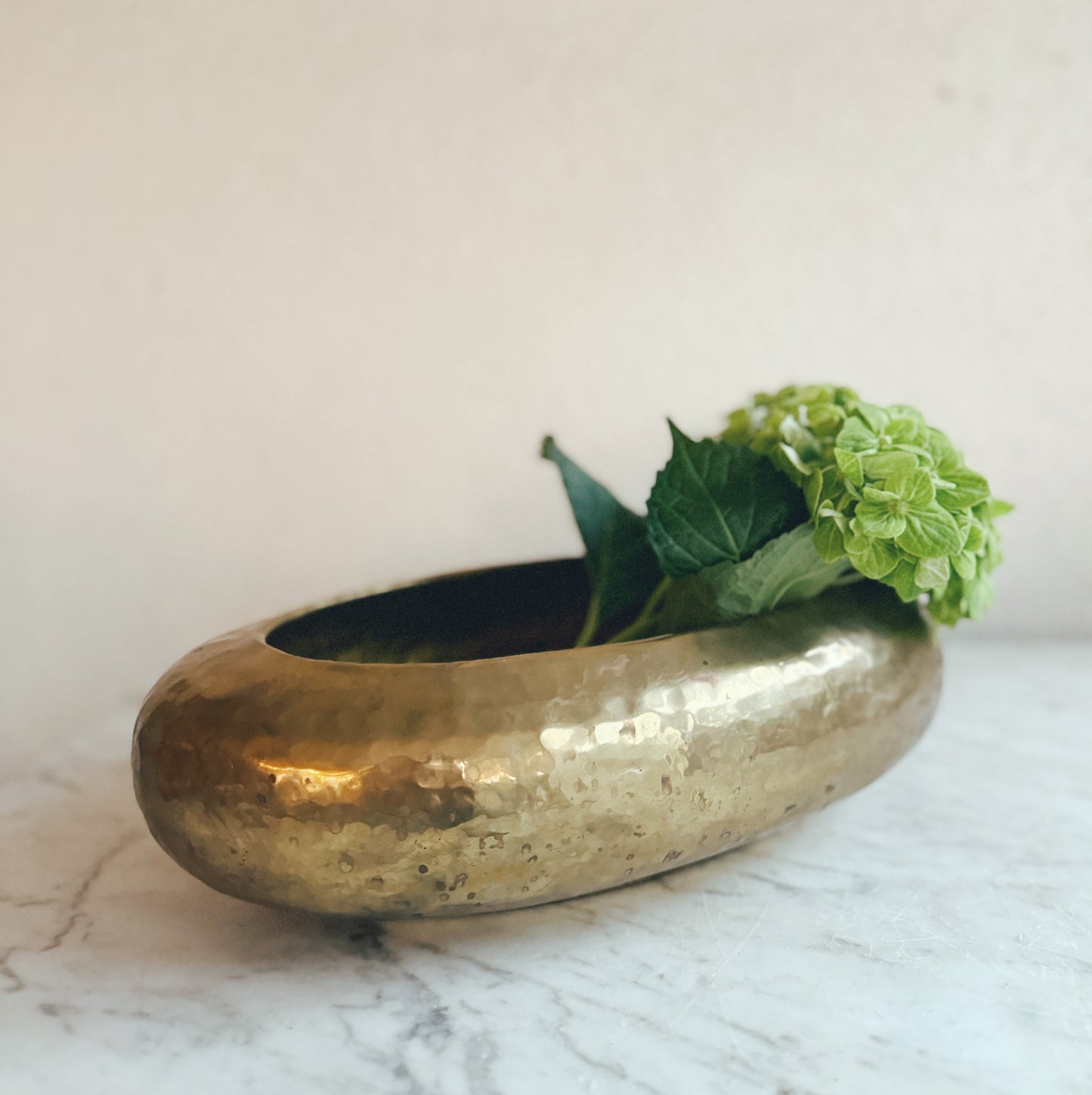 Vintage Oval Hammered Brass Vessel
