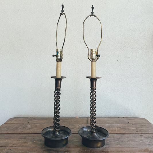 Pair of Metal Twist Lamp Bases-sold together (local purchase only)