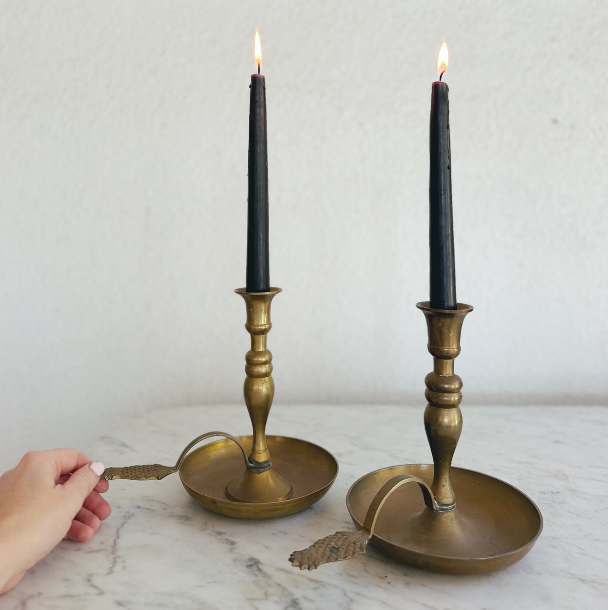 Pair of Gorgeous Brass Chambersticks (2 included)