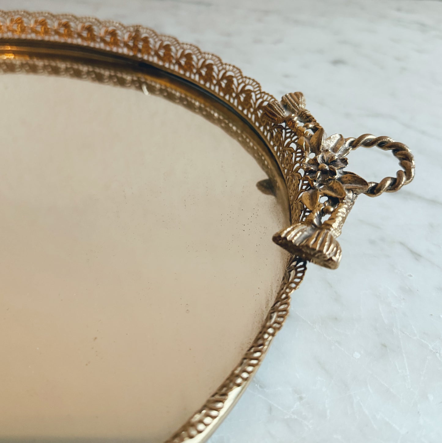 Vintage Oval Mirrored Vanity Tray