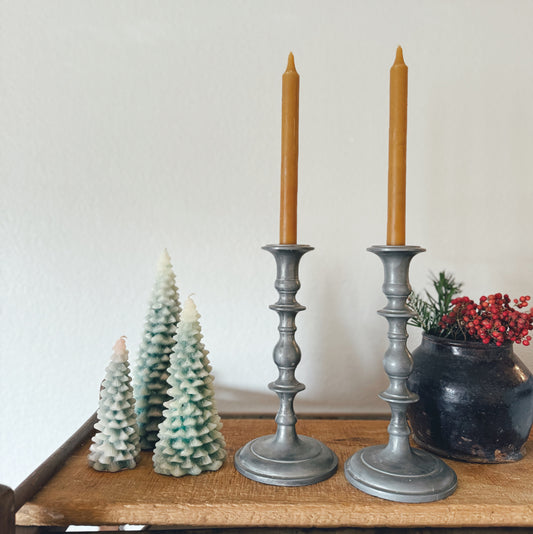 Pewter Pair of Candle Holders