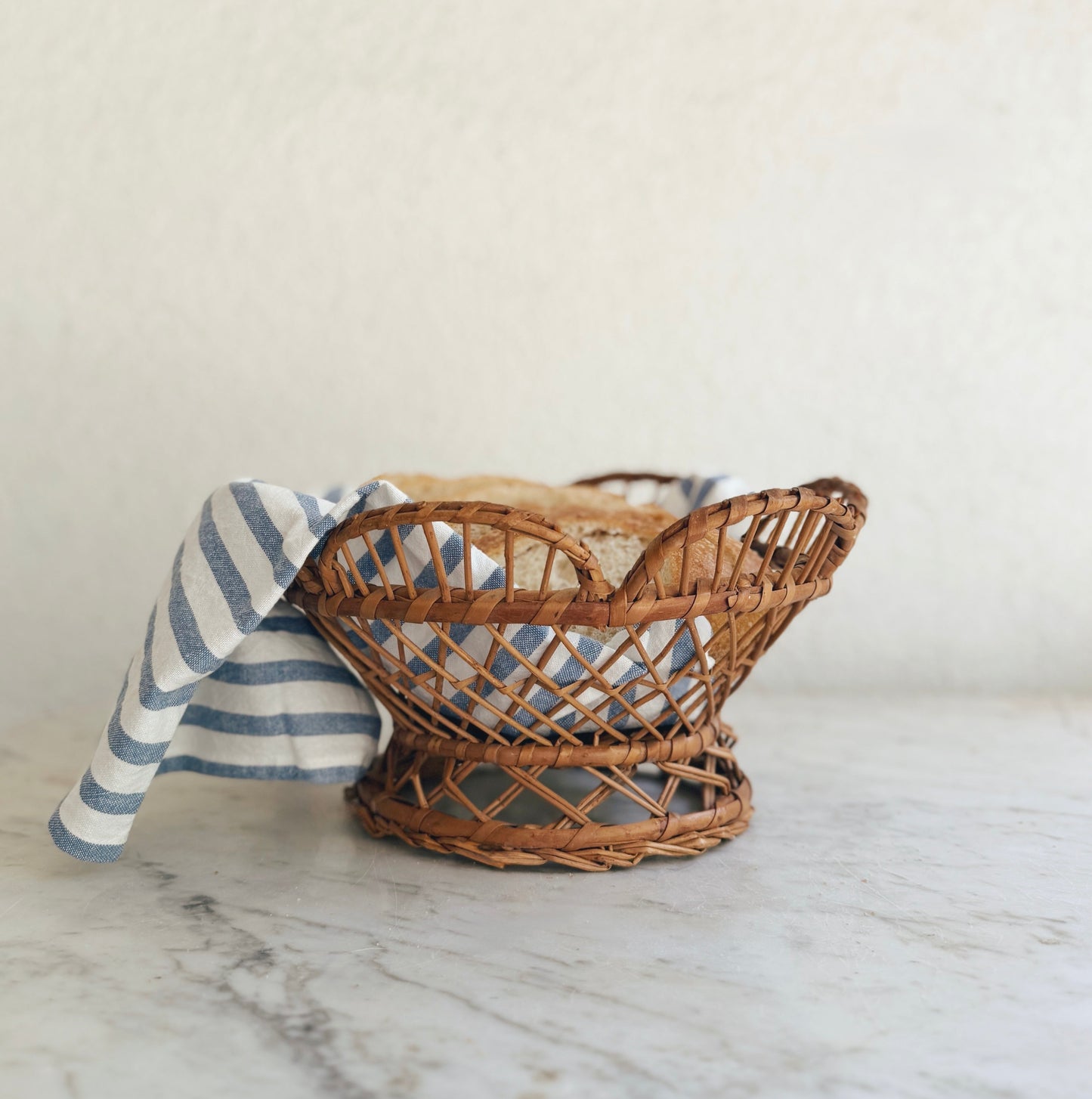 Vintage Scalloped Pedestal Basket