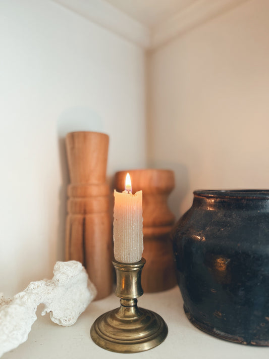 Single Short Brass Candleholder