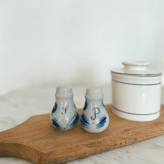 Pair of Vintage Salt Glaze Salt and Pepper Shaker