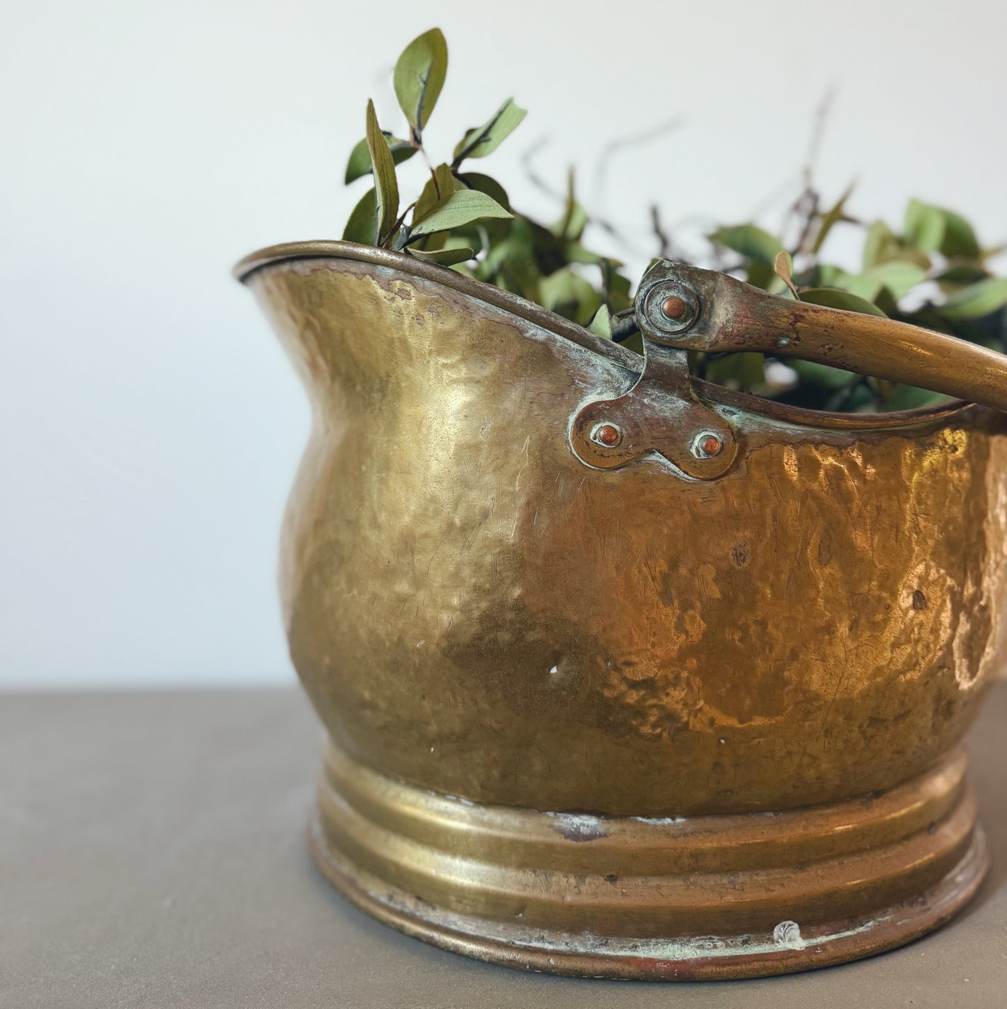 Antique Brass Hammered Brass Coal Scuttle