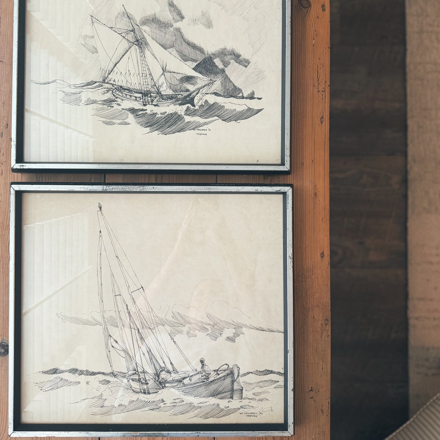 Pair of Rustic Ship Art (sold together)
