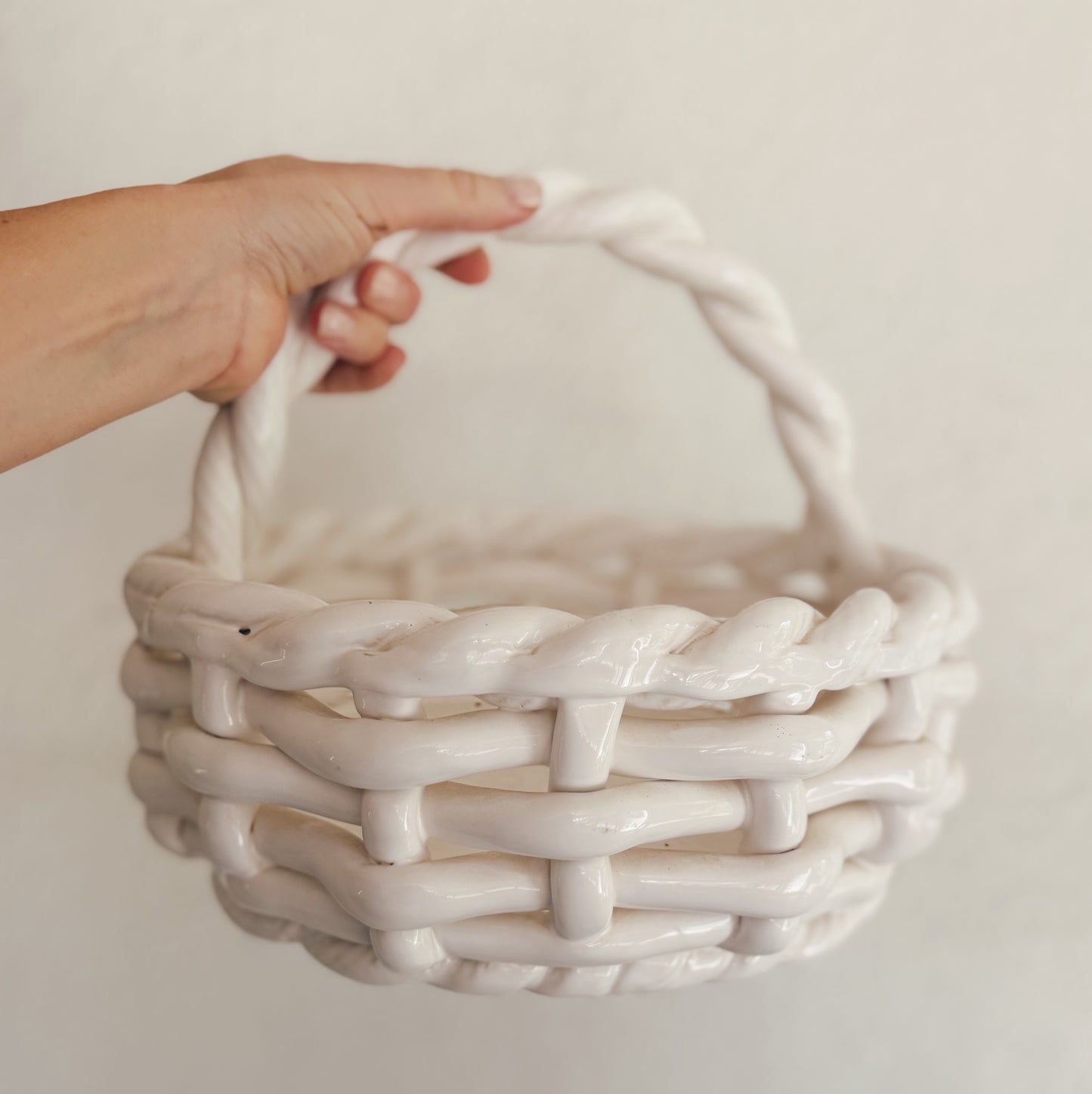 Vintage Woven Ceramic Basket (local purchase only)