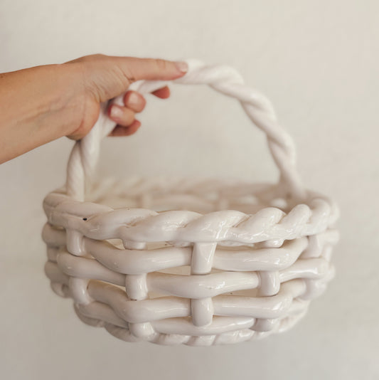 Vintage Woven Ceramic Basket (local purchase only)