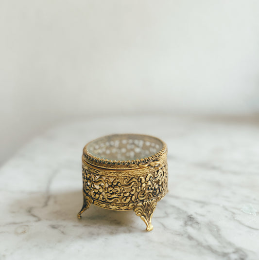 Vintage Gold Ormolu Beveled Glass Box