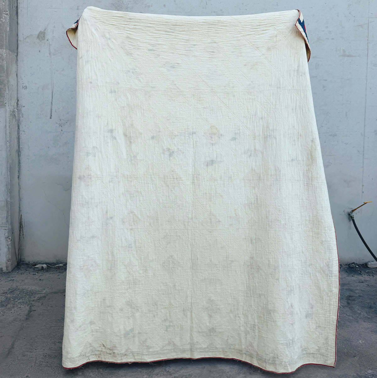 Antique Red, Cream and Blue Quilt