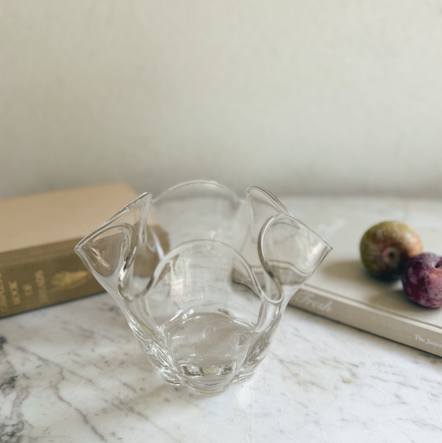 Vintage Ruffled Glass Vase