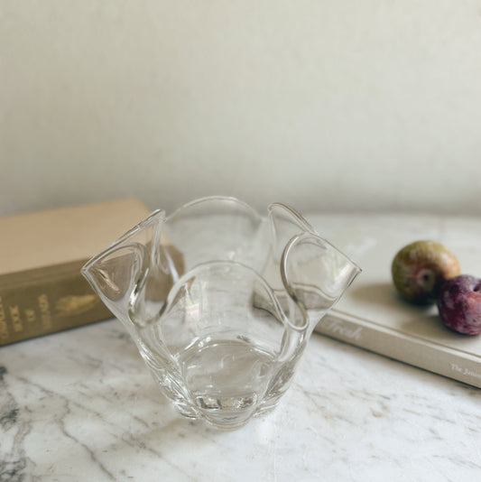 Vintage Ruffled Glass Vase