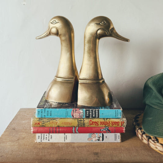 Tall Brass Duck Bookends
